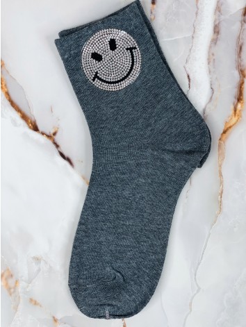 Dámske sivé ponožky s kamienkami SMILE