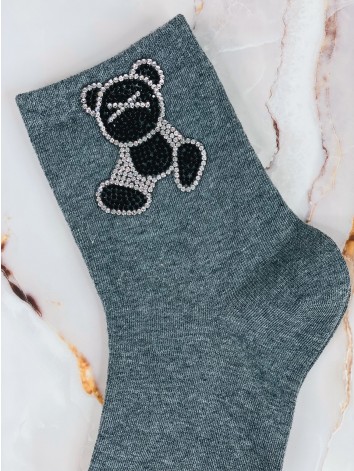 Dámske sivé ponožky s kamienkami TEDDY