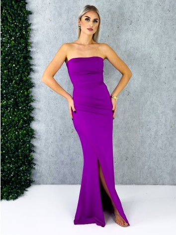 Dámske spoločenské priliehavé šaty s viazačkou a riasením na zadnej časti Princess - cyklamenové