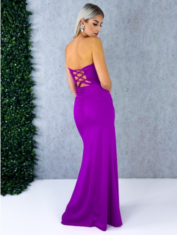 Dámske spoločenské priliehavé šaty s viazačkou a riasením na zadnej časti Princess - cyklamenové