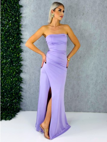 Dámske spoločenské priliehavé šaty s viazačkou a riasením na zadnej časti Princess - fialové