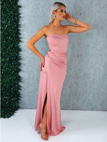 Dámske spoločenské priliehavé šaty s viazačkou a riasením na zadnej časti Princess - staroružové