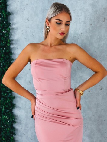 Dámske spoločenské priliehavé šaty s viazačkou a riasením na zadnej časti Princess - staroružové