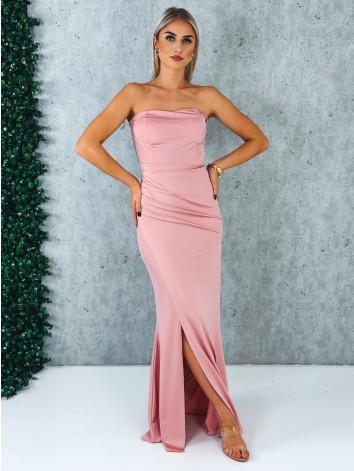 Dámske spoločenské priliehavé šaty s viazačkou a riasením na zadnej časti Princess - staroružové