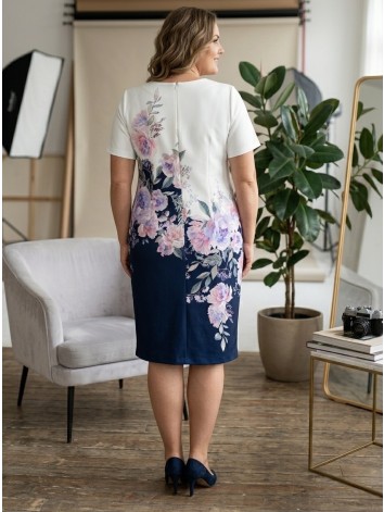 Dámske spoločenské šaty pre moletky s kvetovanou potlačou - modré