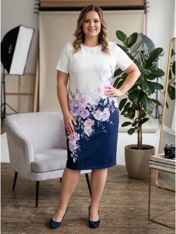 Dámske spoločenské šaty pre moletky s kvetovanou potlačou - modré