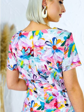 Dámske spoločenské šaty pre moletky s kvetovanou potlačou