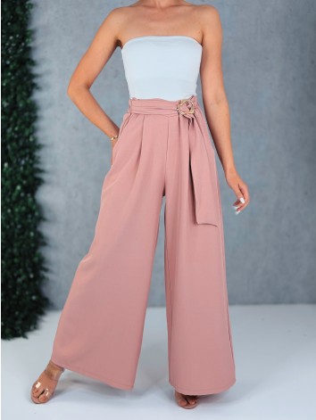 Dámske staroružové elegantné široké nohavice so sťahovaním Santorini