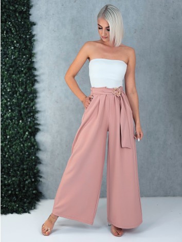 Dámske staroružové elegantné široké nohavice so sťahovaním Santorini