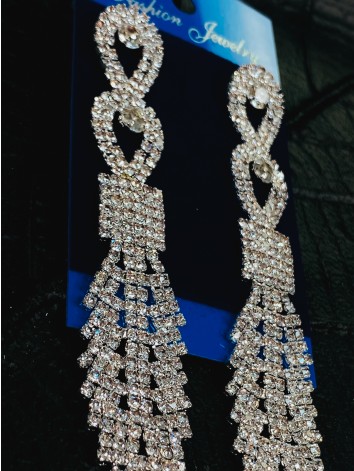 Dámske štrasové strieborné náušnice Eora