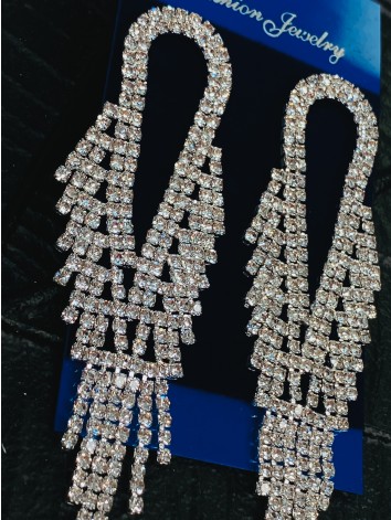 Dámske štrasové strieborné náušnice Ilea