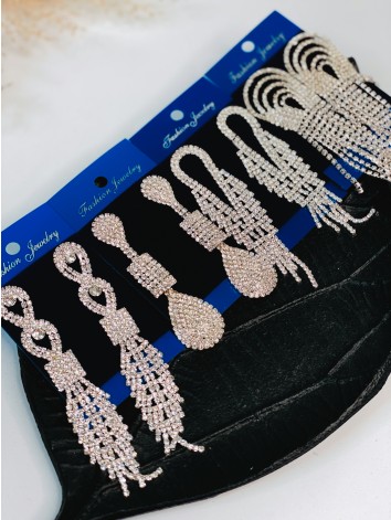 Dámske štrasové strieborné náušnice Mella