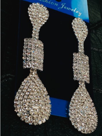 Dámske štrasové strieborné náušnice Mella