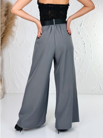 Dámske svetlosivé široké nohavice s opaskom Dubaj