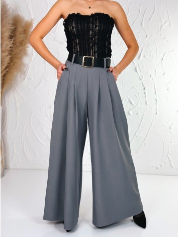 Dámske svetlosivé široké nohavice s opaskom Dubaj