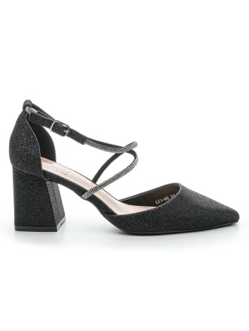 Dámske trblietavé čierne sandále Rima