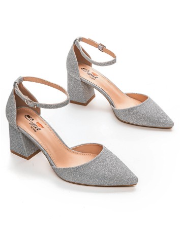 Dámske trblietavé strieborné sandále Arija