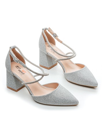 Dámske trblietavé strieborné sandále Rima