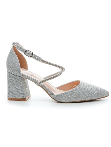 Dámske trblietavé strieborné sandále Rima