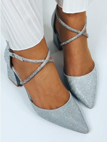 Dámske trblietavé strieborné sandále Rima