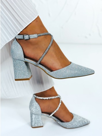 Dámske trblietavé strieborné sandále Rima