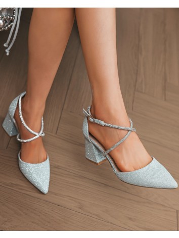 Dámske trblietavé strieborné sandále Rima