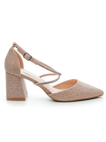 Dámske trblietavé zlaté sandále Rima