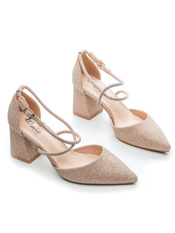 Dámske trblietavé zlaté sandále Rima