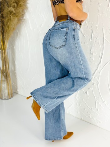 Dámske trendy široké rifle s opaskom