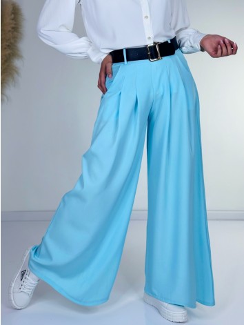Dámske tyrkysové široké nohavice s opaskom Dubaj