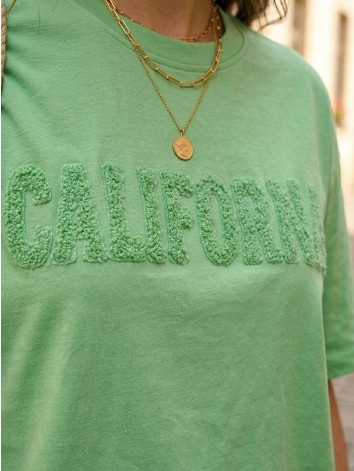 Dámske zelené bavlnené oversize tričko CALIFORNIA