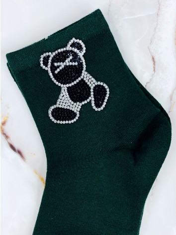 Dámske zelené ponožky s kamienkami TEDDY