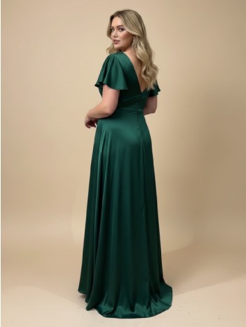 Dámske zelené saténové spoločenské šaty pre moletky