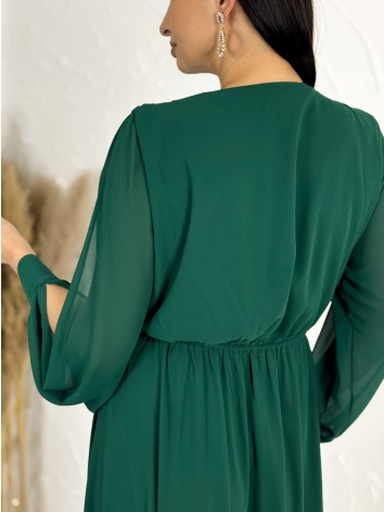 Dámske zelené spoločenské šaty s rázporkom ALEXA