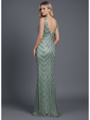 Dámske zelené trblietavé spoločenské šaty s flitrami pre moletky