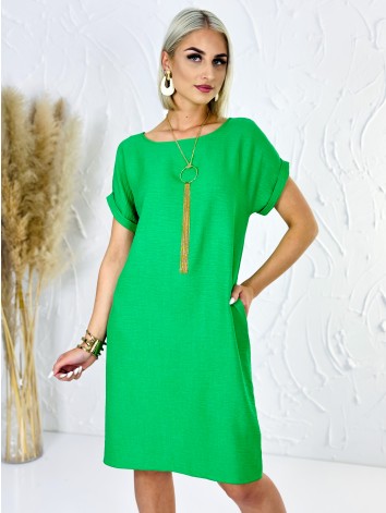 Dámske zelené voľné letné šaty aj pre moletky s vreckami