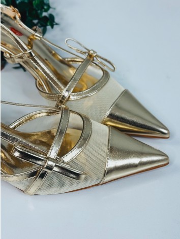 Dámske zlaté sandále na nízkom opätku Merina