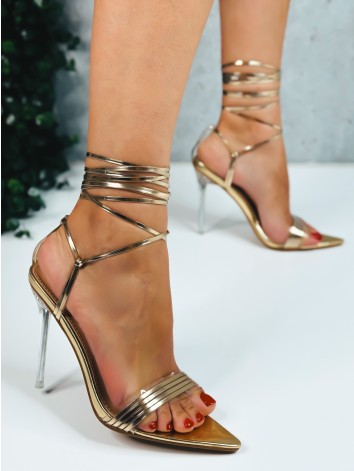Dámske zlaté sandále so šnurovačkou Lisa