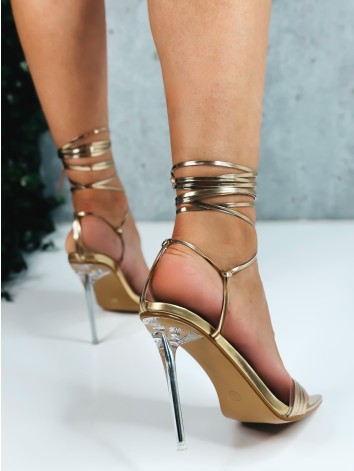 Dámske zlaté sandále so šnurovačkou Lisa