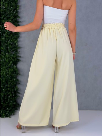 Dámske žlté elegantné široké nohavice so sťahovaním Santorini