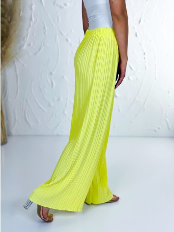 Dámske žlté plisované nohavice s vysokým pásom Korfu