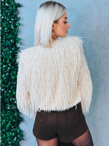 Dámsky béžový kožuštek s dlhým vlasom Eroa