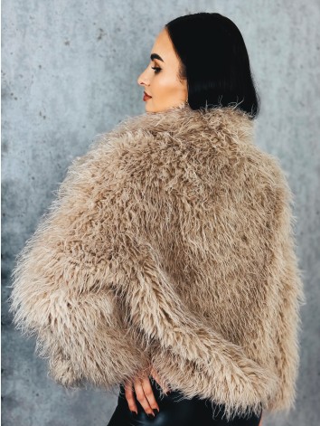 Dámsky béžový mohutný ovečkový kožuch Aurora