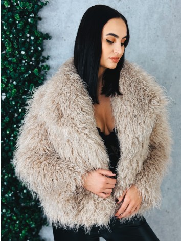 Dámsky béžový mohutný ovečkový kožuch Aurora