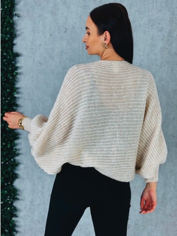 Dámsky béžový pletený sveter s uzlom