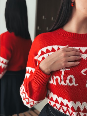 Dámsky červený vianočný sveter Santa Baby