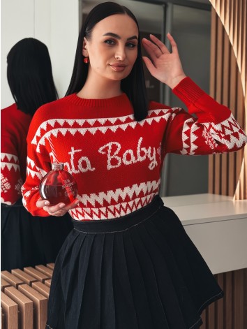 Dámsky červený vianočný sveter Santa Baby