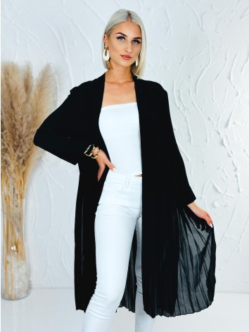 Dámsky čierny elegantný plisovaný prehoz