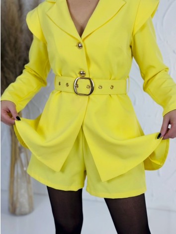 Dámsky elegantný overal s opaskom - žltý