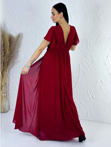 Dámsky elegantný bordový overal s krátkym rukávom pre moletky